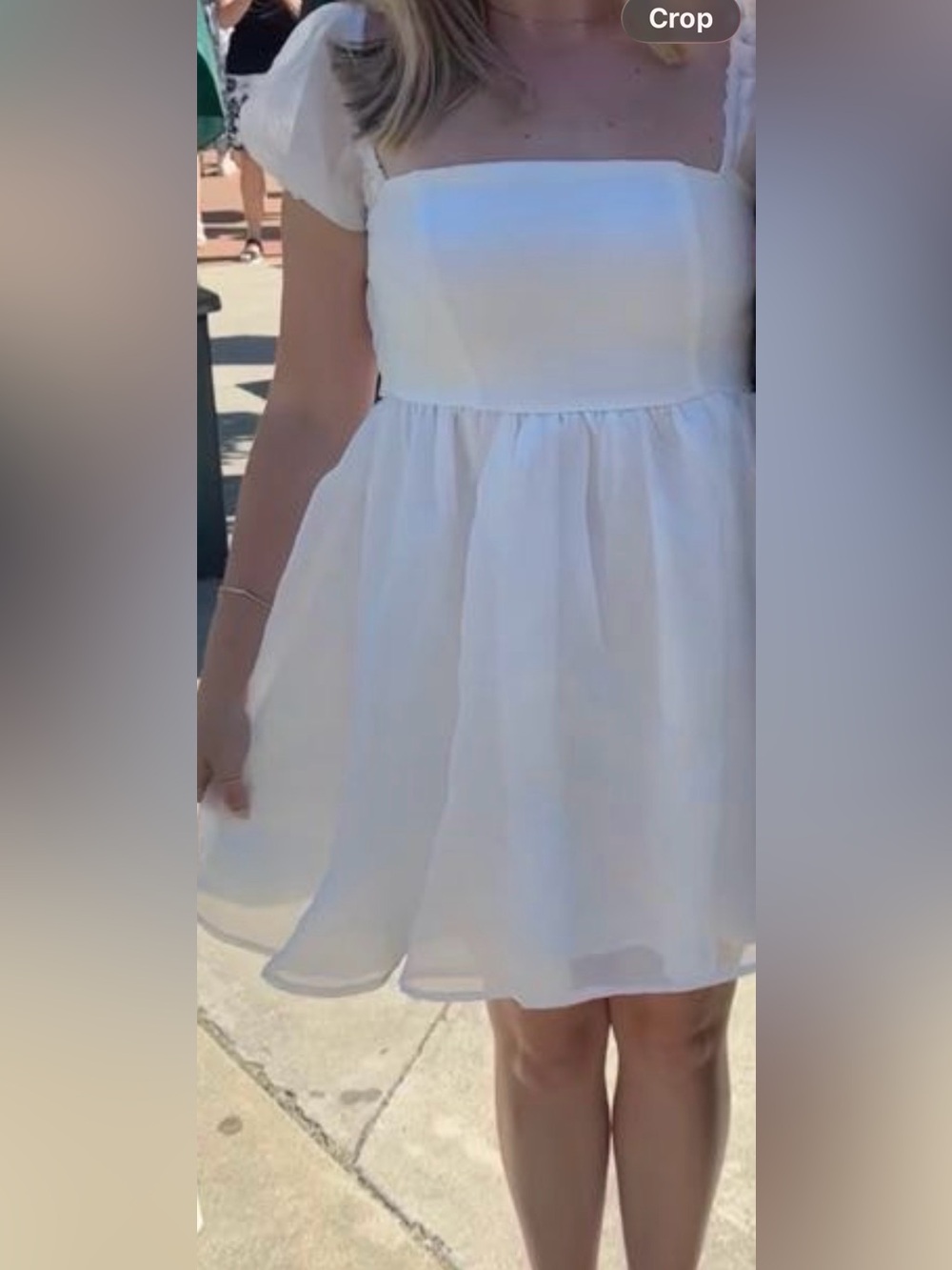 Lulu's White Textured Puff-Sleeve Dress